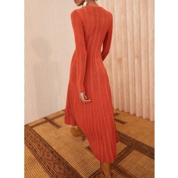 Ulla Johnson Midi Long-Sleeve Knit Aliza Dress in Poppy- XS - Picture 5 of 8